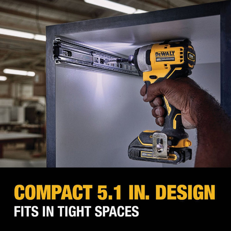 DEWALT ATOMIC 20V MAX Brushless 1/4 In. Compact Cordless Impact Driver Kit with 2.0 Ah Battery & Charger