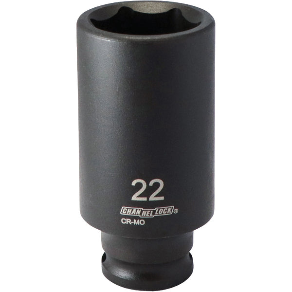 Channellock 3/8 In. Drive 22 mm 6-Point Deep Metric Impact Socket