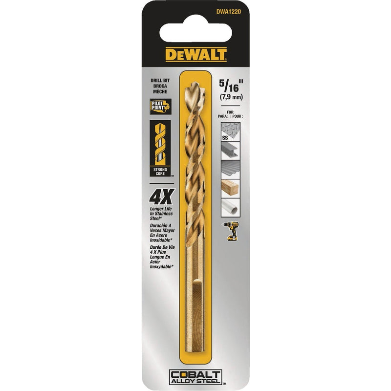 DEWALT 5/16 In. Pilot Point Industrial Cobalt Drill Bit