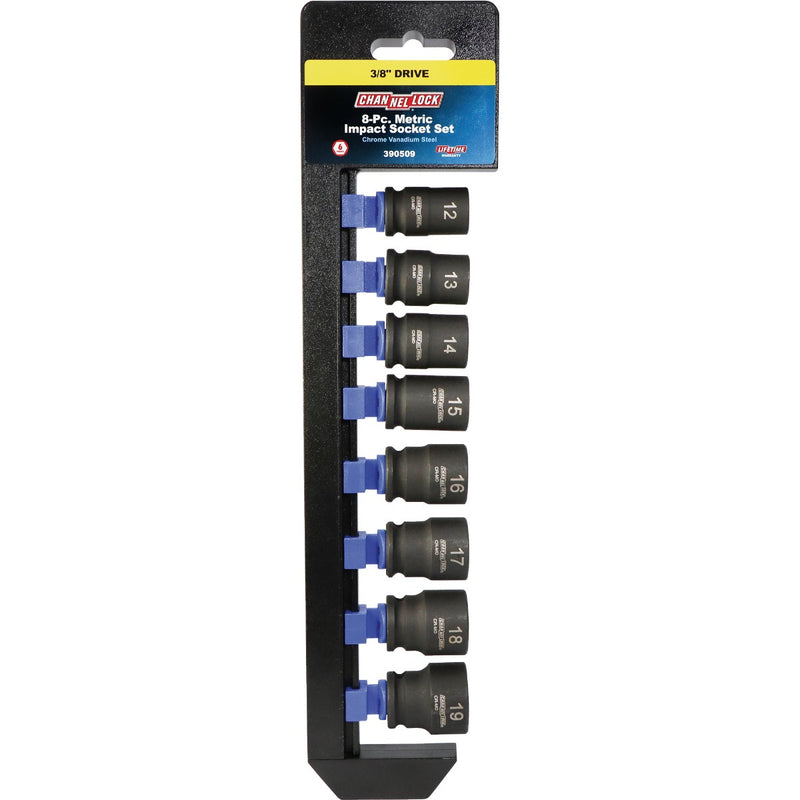 Channellock Metric 3/8 In. Drive 6-Point Shallow Impact Driver Set (8-Piece)