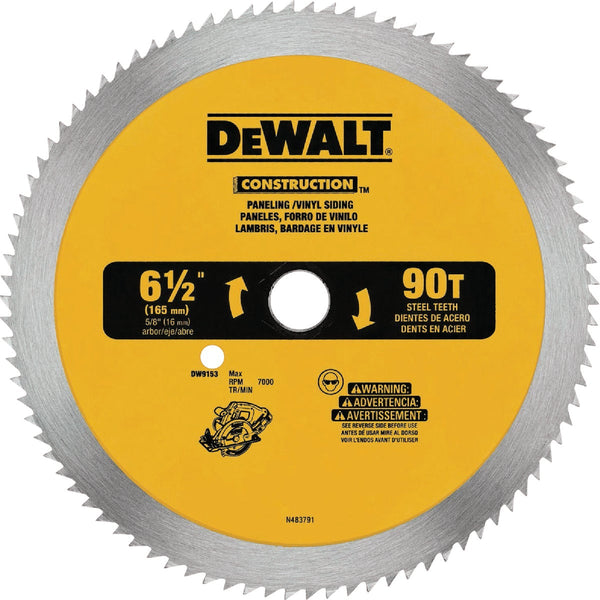 DEWALT 6-1/2 In. 90-Tooth Vinyl and Paneling Steel Circular Saw Blade