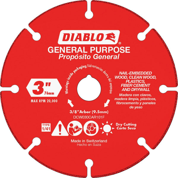 Diablo 3 In. Carbide Grit Cut-Off Wheel for Multi-Materials
