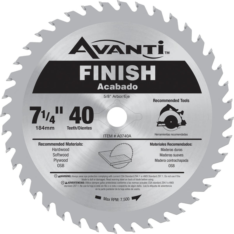 Avanti 7-1/4 In. 40-Tooth Finish Circular Saw Blade