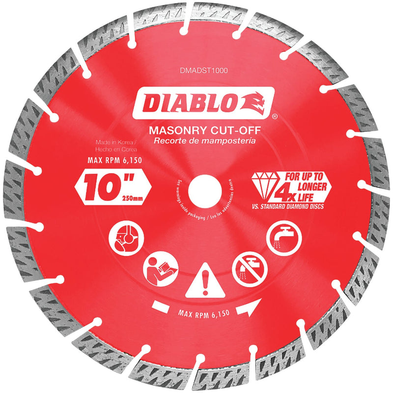 Diablo 10 In. Segmented Turbo Rim Dry/Wet Diamond Blade