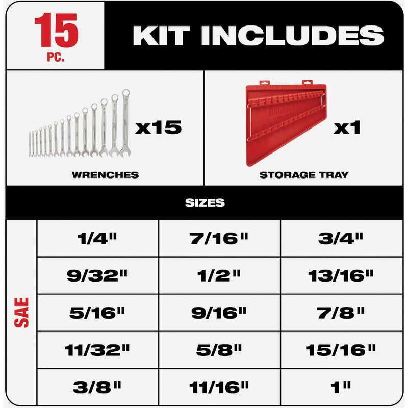 Milwaukee Standard 12-Point Combination Wrench Set (15-Piece)