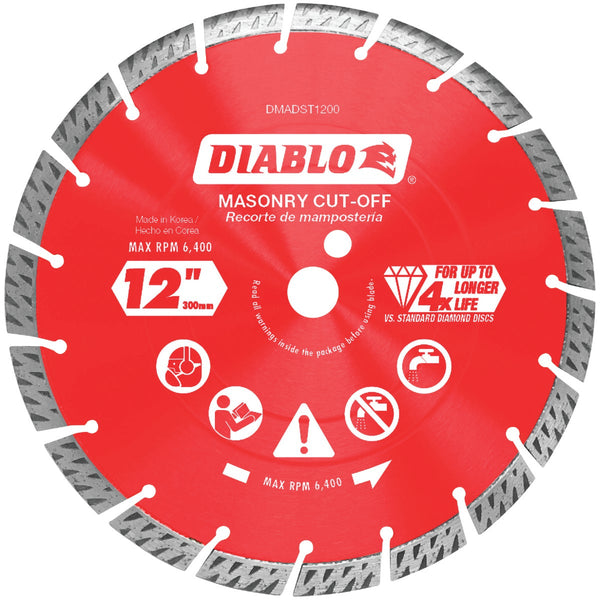 Diablo 12 In. Segmented Turbo Rim Dry/Wet Diamond Blade