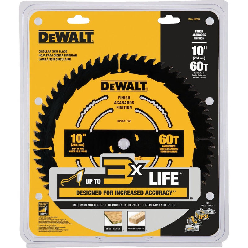 DEWALT 10 In. 60-Tooth Finish Circular Saw Blade