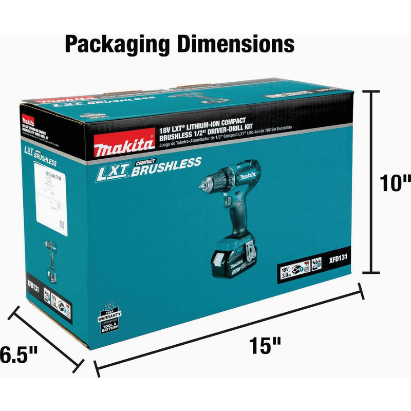 Makita 18-Volt LXT Lithium-Ion 1/2 In. Brushless Cordless Drill/Driver Kit