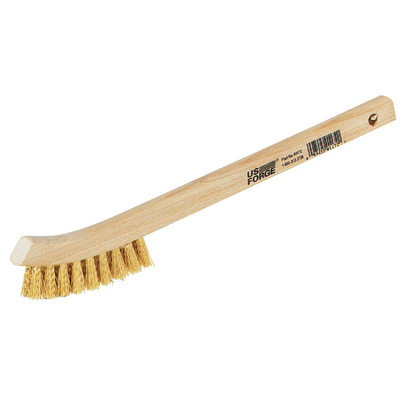 Forney 7-3/4 In. Curved Wood Handle Wire Brush with Brass Bristles