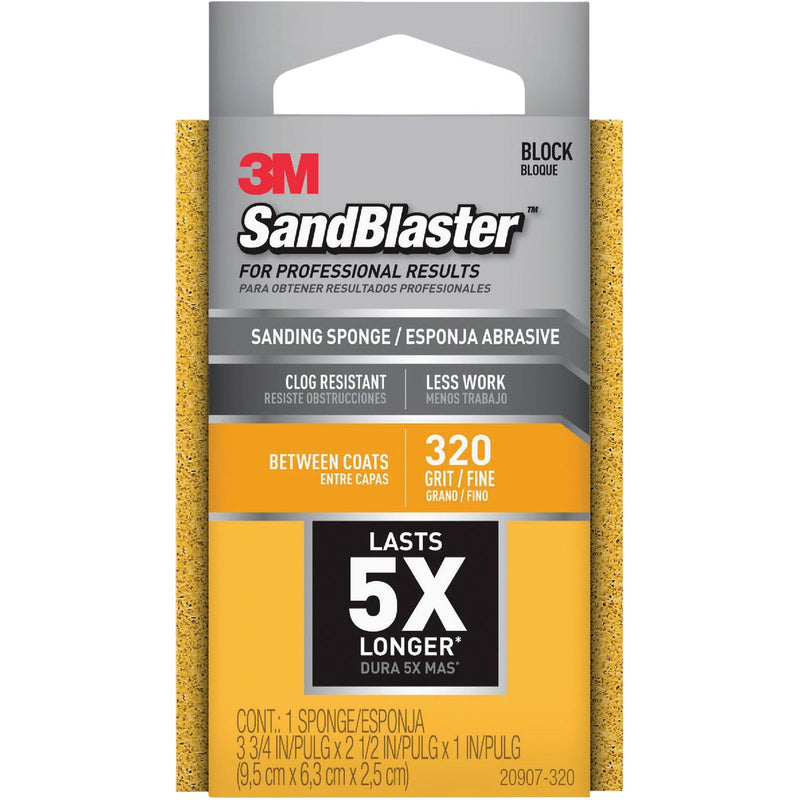 3M SandBlaster 2-1/2 In. x 3-3/4 In. x 1 In. Between Coats Fine Sanding Sponge, 320 Grit