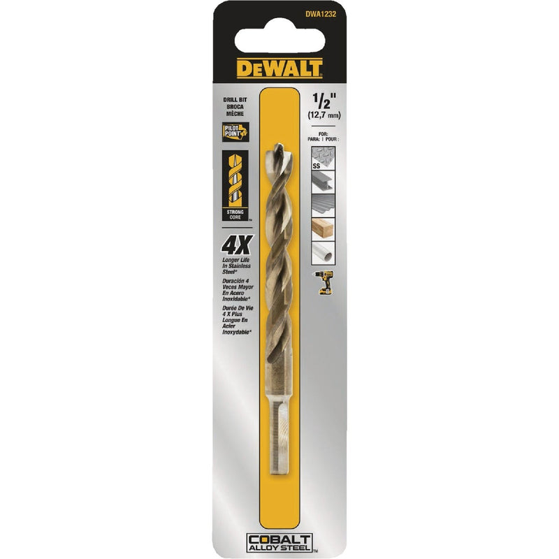 DEWALT 1/2 In. Pilot Point Industrial Cobalt Drill Bit