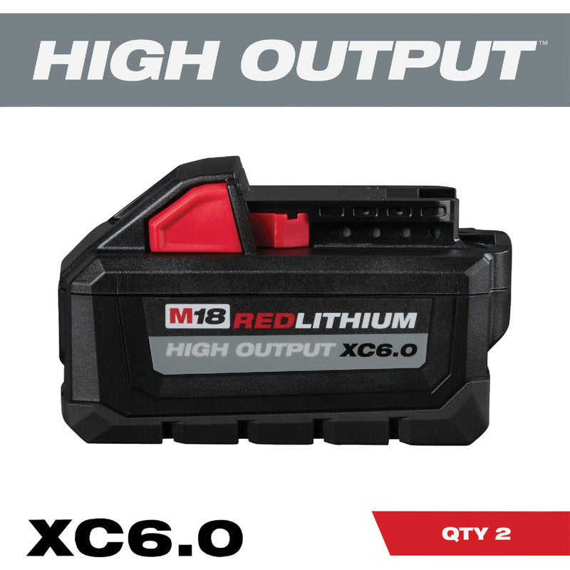 Milwaukee M18 REDLITHIUM Lithium-Ion High Output XC 6.0 Ah Battery Pack (2-Pack)