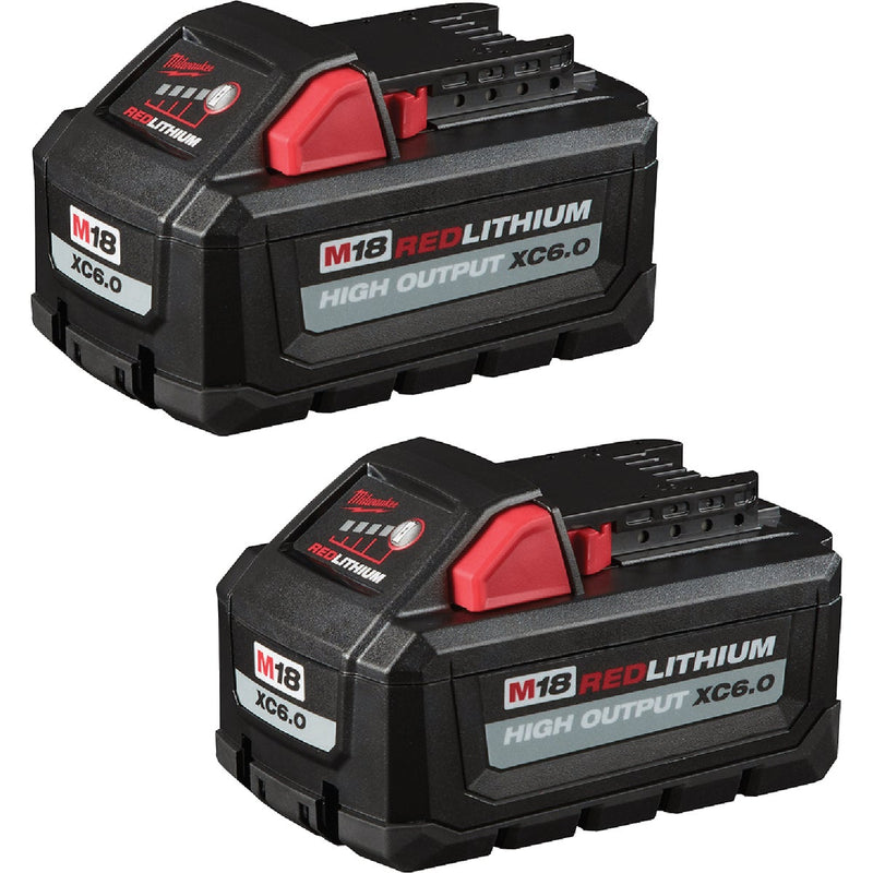 Milwaukee M18 REDLITHIUM Lithium-Ion High Output XC 6.0 Ah Battery Pack (2-Pack)