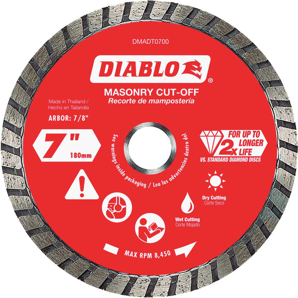 Diablo 7 in. Diamond Continuous Rim Turbo Dry/Wet Diamond Blade