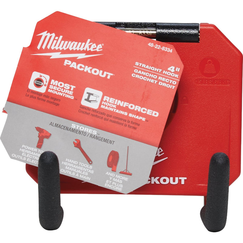 Milwaukee PACKOUT 4 In. Straight Hook, 15 Lb. Capacity