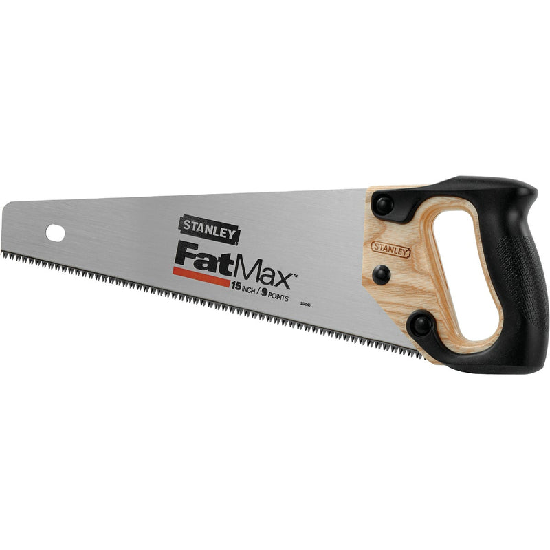 Stanley FatMax 15 In. L. Blade 10 PPI Wood, Rubberized Grip Handle Hand Saw