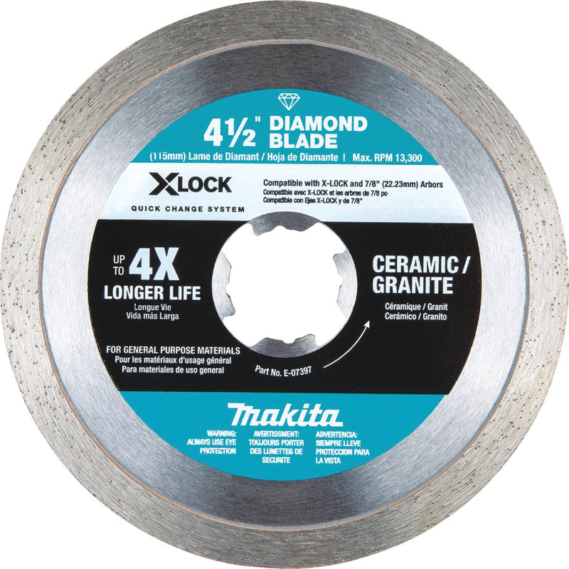 Makita X-LOCK 4-1/2 In. Continuous Rim Dry/Wet Cut Diamond Blade