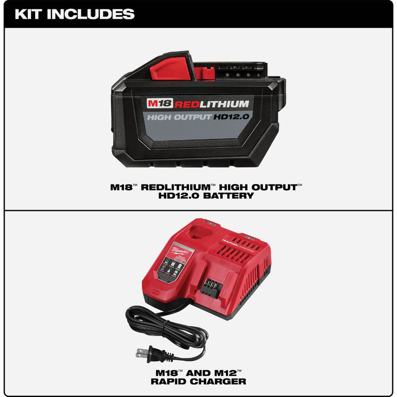 Milwaukee M18 REDLITHIUM Lithium-Ion High Output HD 12.0 Ah Battery Pack with Rapid Charger