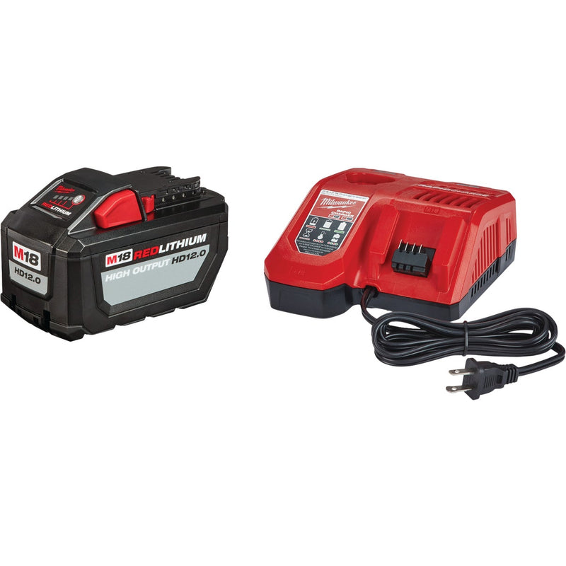 Milwaukee M18 REDLITHIUM Lithium-Ion High Output HD 12.0 Ah Battery Pack with Rapid Charger