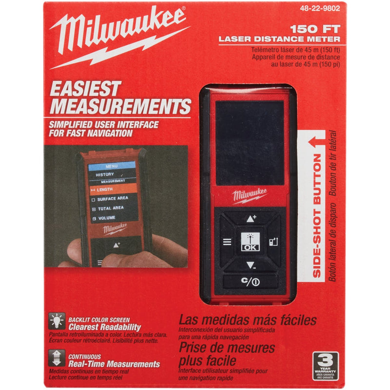 Milwaukee 150 Ft. Backlit Color Screen Laser Distance Measurer