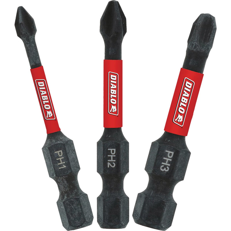 Diablo 3-Piece Phillips 2 In. Impact Screwdriver Bit Set