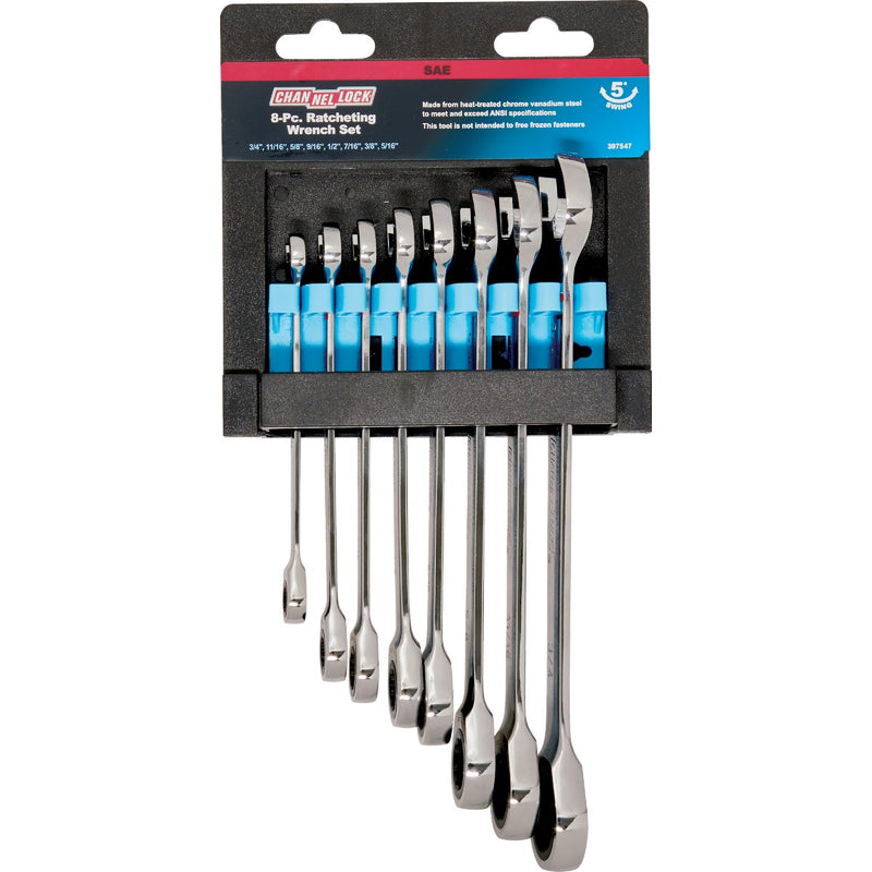 Channellock Standard 12-Point Ratcheting Combination Wrench Set (8-Piece)