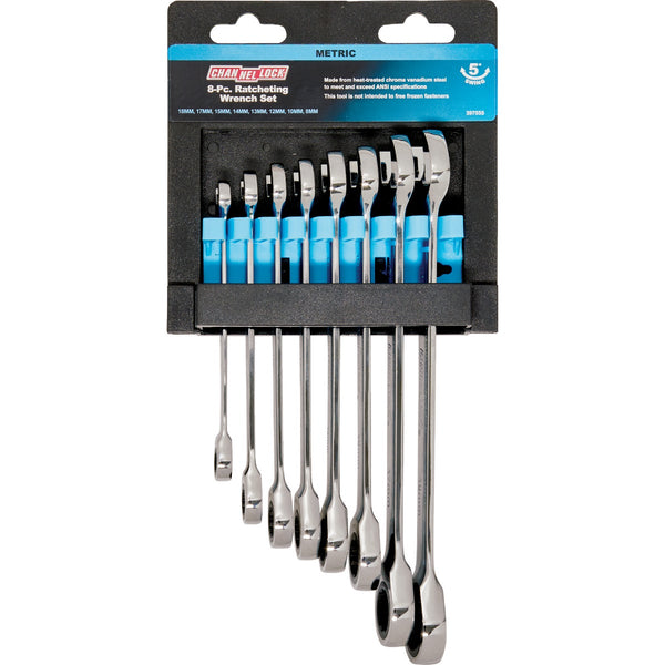 Channellock Metric 12-Point Ratcheting Combination Wrench Set (8-Piece)