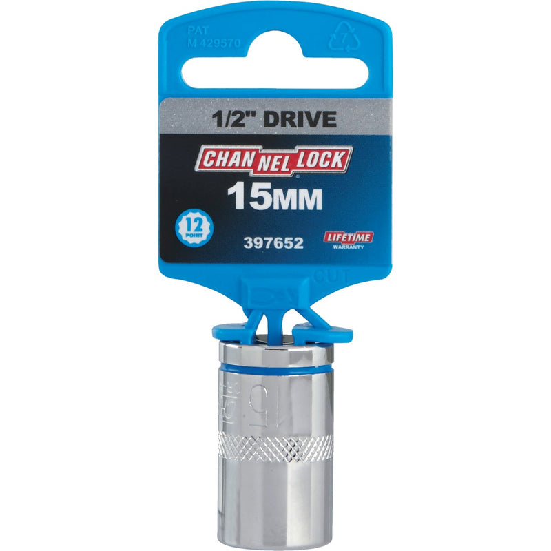 Channellock 1/2 In. Drive 15 mm 12-Point Shallow Metric Socket