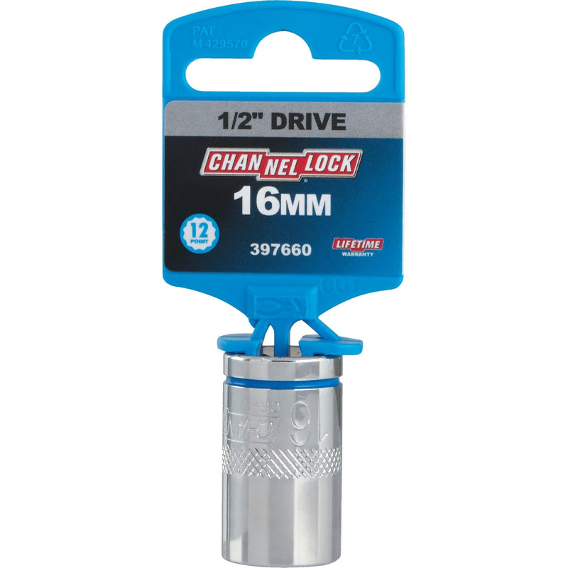 Channellock 1/2 In. Drive 16 mm 12-Point Shallow Metric Socket