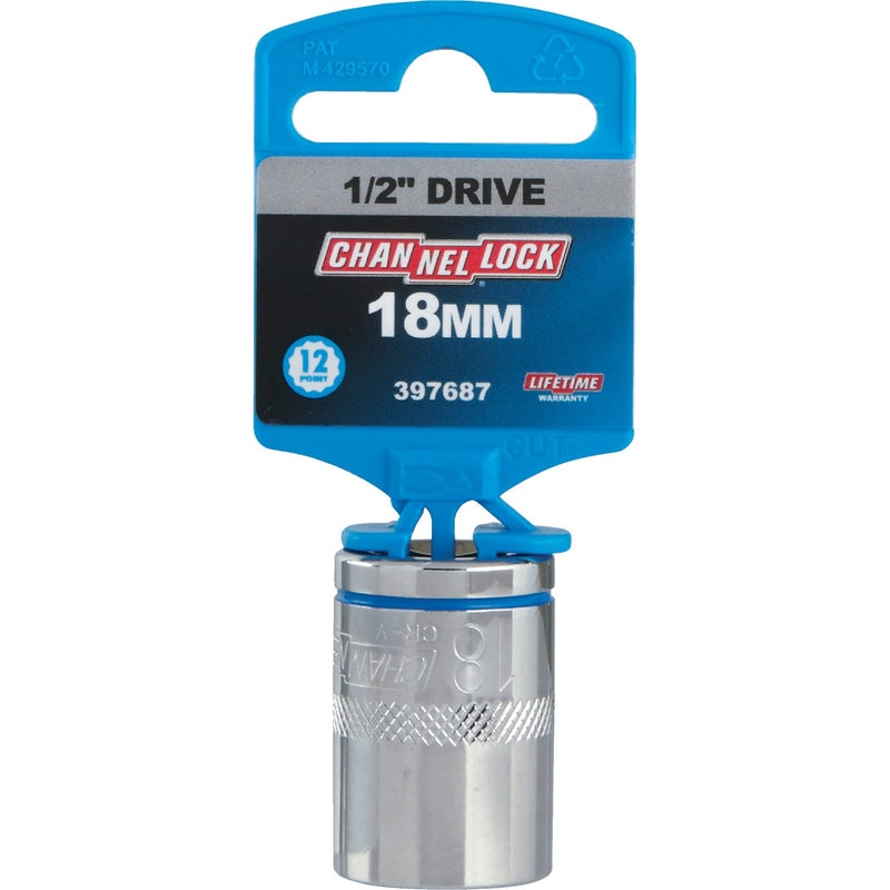 Channellock 1/2 In. Drive 18 mm 12-Point Shallow Metric Socket