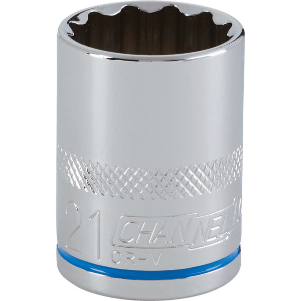 Channellock 1/2 In. Drive 21 mm 12-Point Shallow Metric Socket