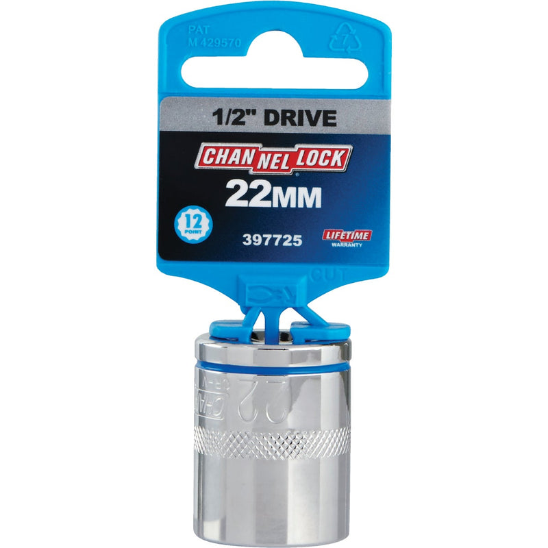 Channellock 1/2 In. Drive 22 mm 12-Point Shallow Metric Socket