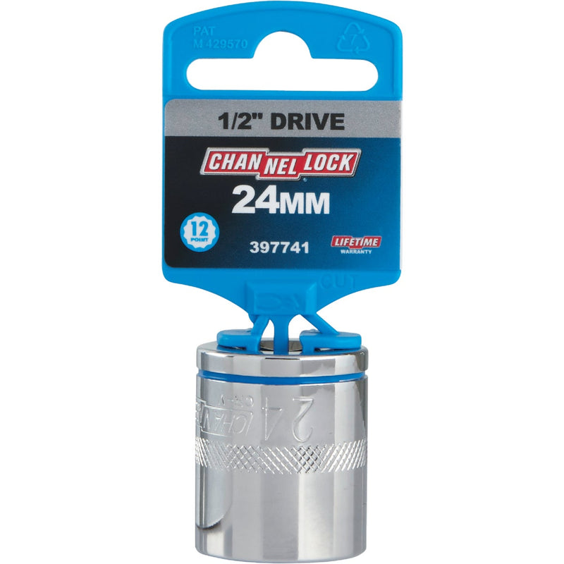 Channellock 1/2 In. Drive 24 mm 12-Point Shallow Metric Socket