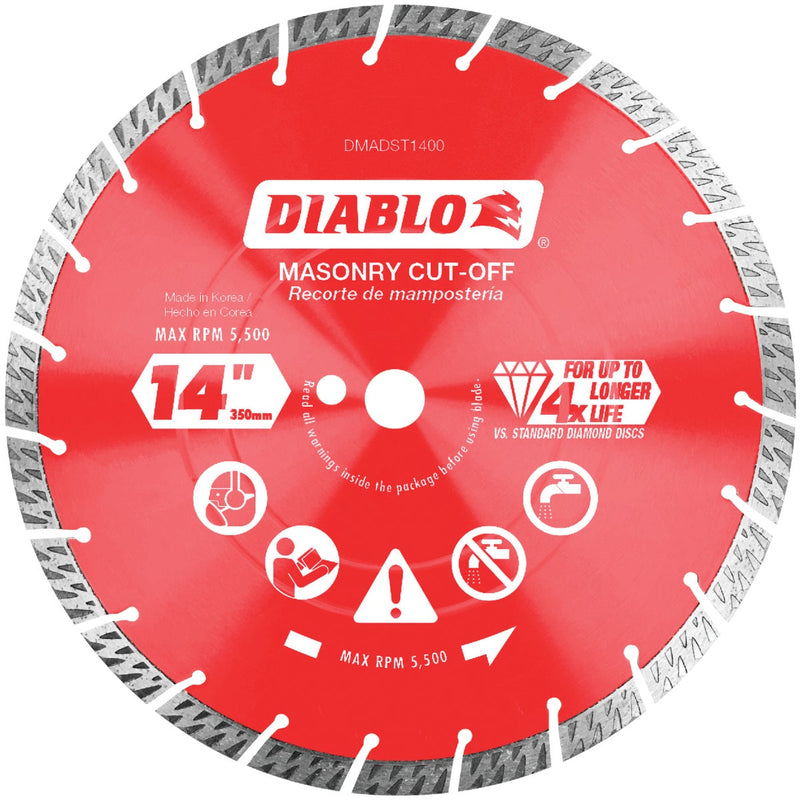 Diablo 14 In. Segmented Turbo Rim Dry/Wet Diamond Blade