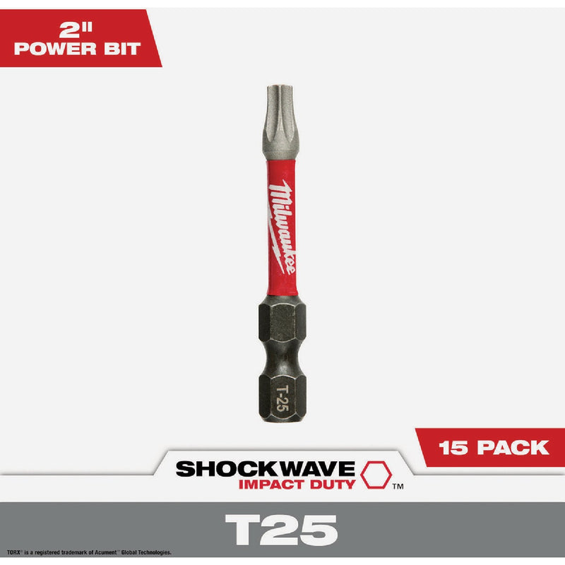 Milwaukee SHOCKWAVE 2 In. Impact T25 Power Bits (15-Piece)