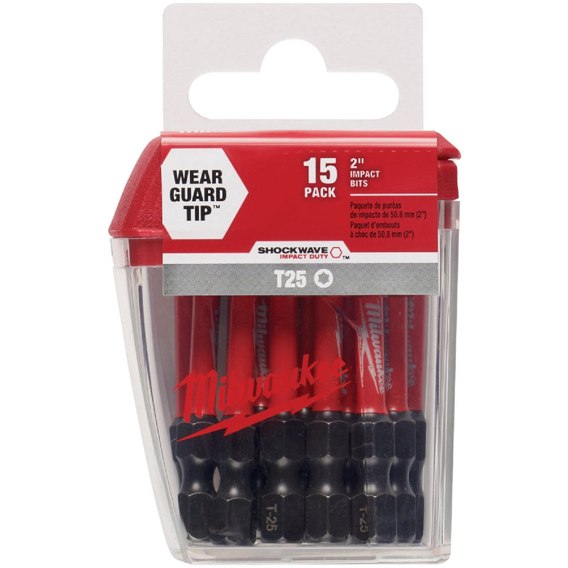 Milwaukee SHOCKWAVE 2 In. Impact T25 Power Bits (15-Piece)