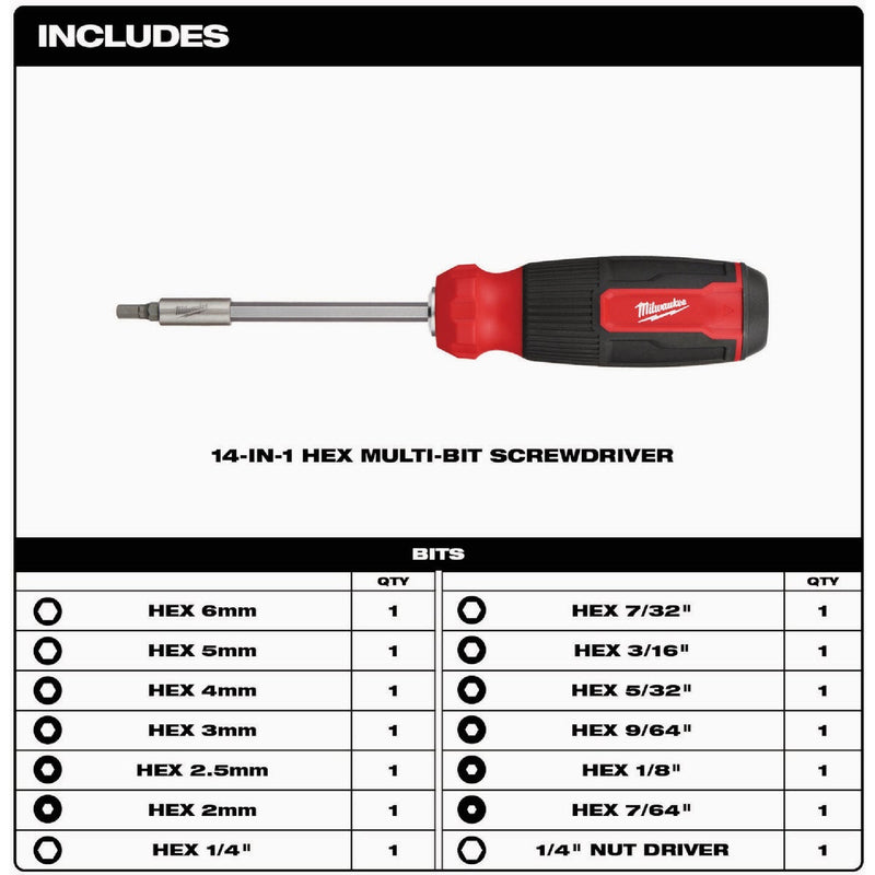 Milwaukee 14-in-1 Hex Multi-Bit Screwdriver