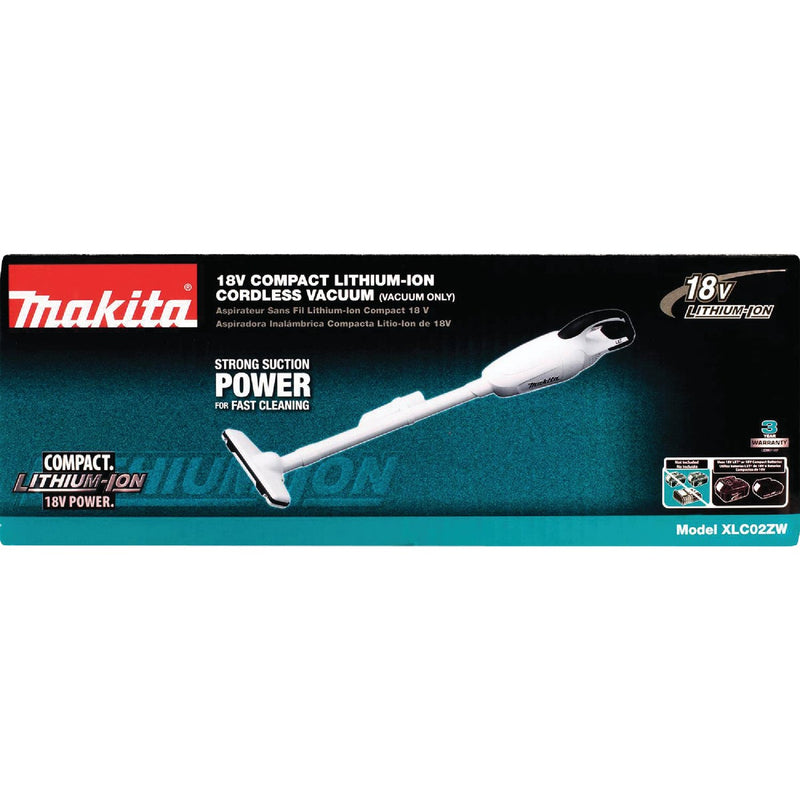 Makita 18 Volt LXT Cordless Bagless Compact Stick Vacuum Cleaner, White (Tool Only)