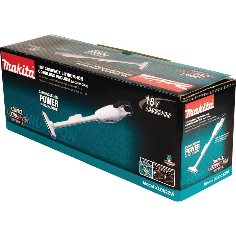 Makita 18 Volt LXT Cordless Bagless Compact Stick Vacuum Cleaner, White (Tool Only)