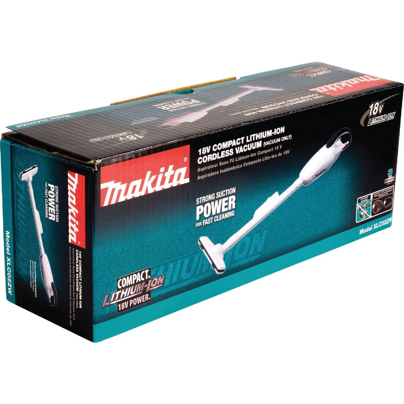Makita 18 Volt LXT Cordless Bagless Compact Stick Vacuum Cleaner, White (Tool Only)