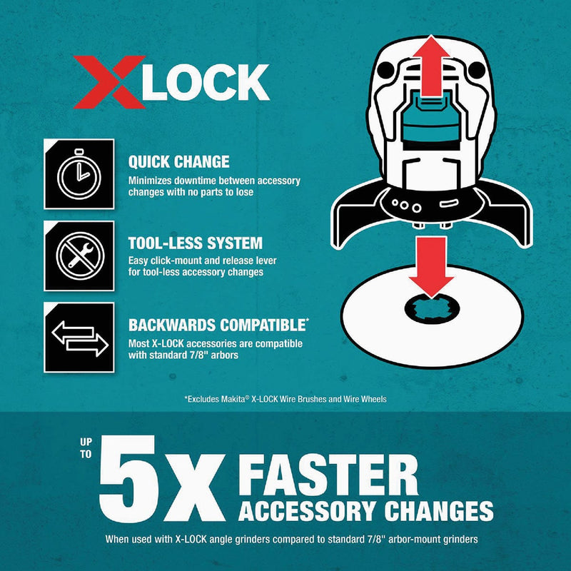 Makita X-LOCK Type 27 5 In. x 1/4 In. x 7/8 In. Metal/Stainless Grinding Cut-Off Wheel