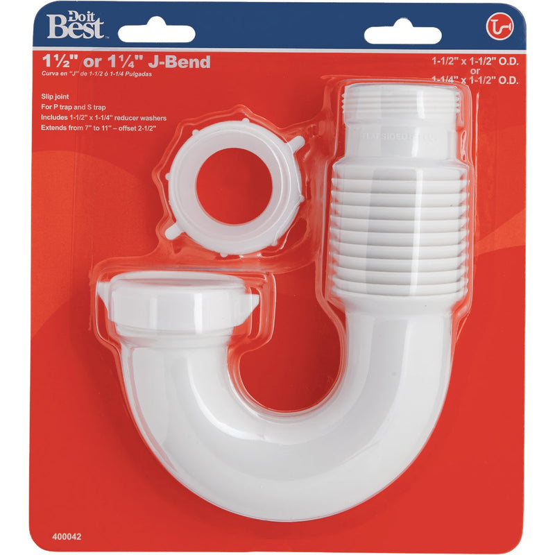 Do it Best 1-1/4 In. x 1-1/2 In. White Plastic J-Bend