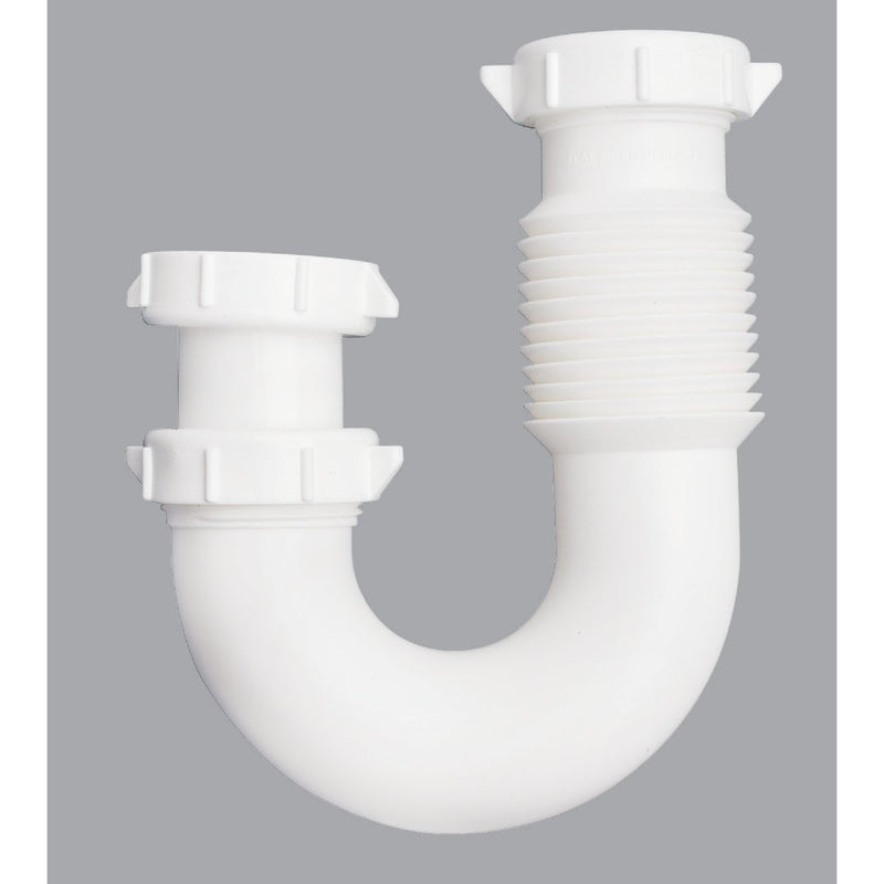 Do it Best 1-1/2 In. or 1-1/4 In. x 1-1/2 In. Flexible White Plastic J-Bend, Extendable to 11 In.