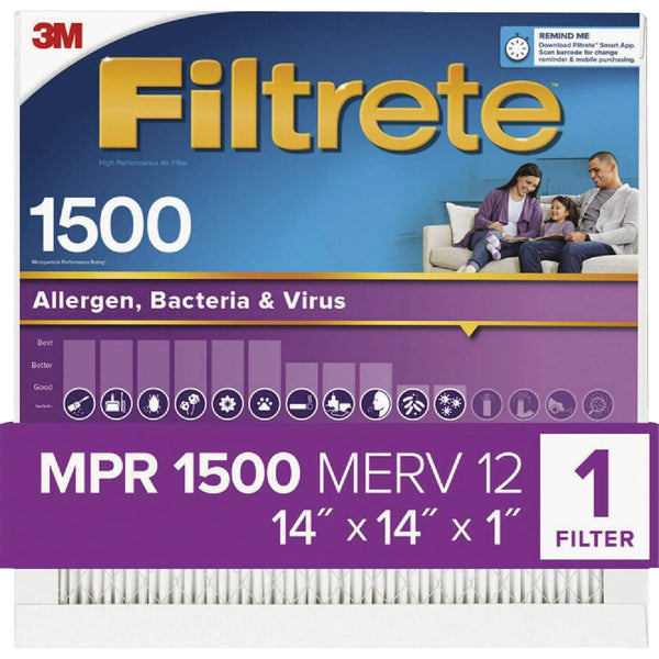 Filtrete High Performance Air Filter, 1500 MPR, 14 In. x 14 In. x 1 In.