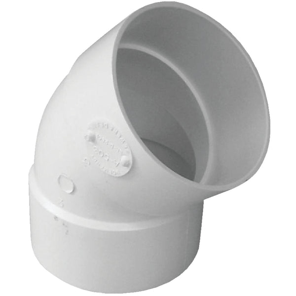 IPEX 3 In. SDR 35  45 Deg. PVC Sewer and Drain Elbow (1/8 Bend)