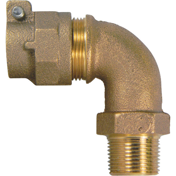 Anderson Metals 3/4 In. 90 Deg. Brass Elbow, MIP Polyethylene Pipe Connector (1/4 Bend)