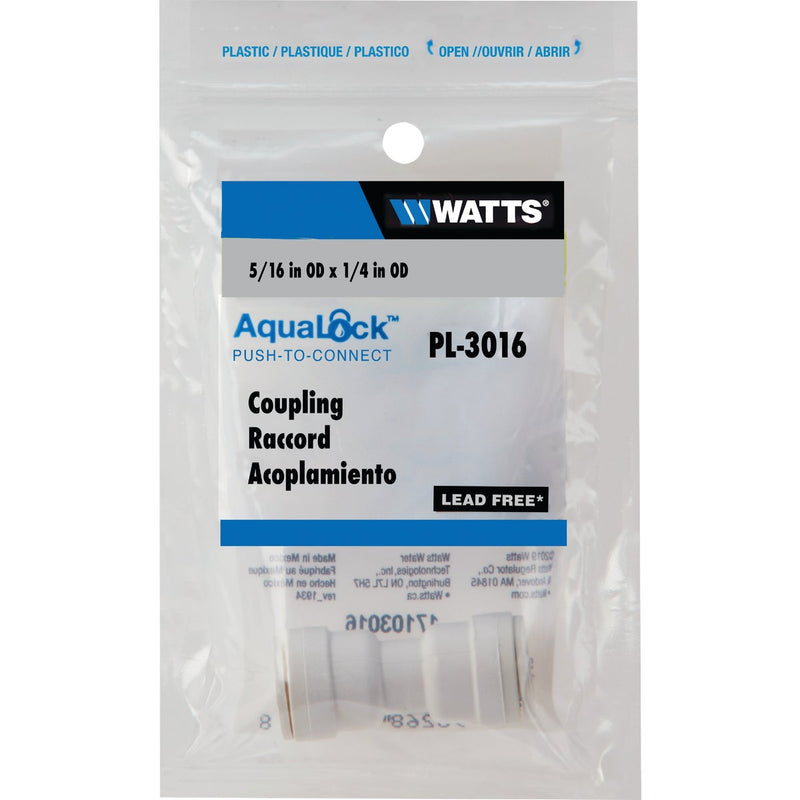 Watts 5/16 In. x 1/4 In. OD Tubing Quick Connect Plastic Coupling