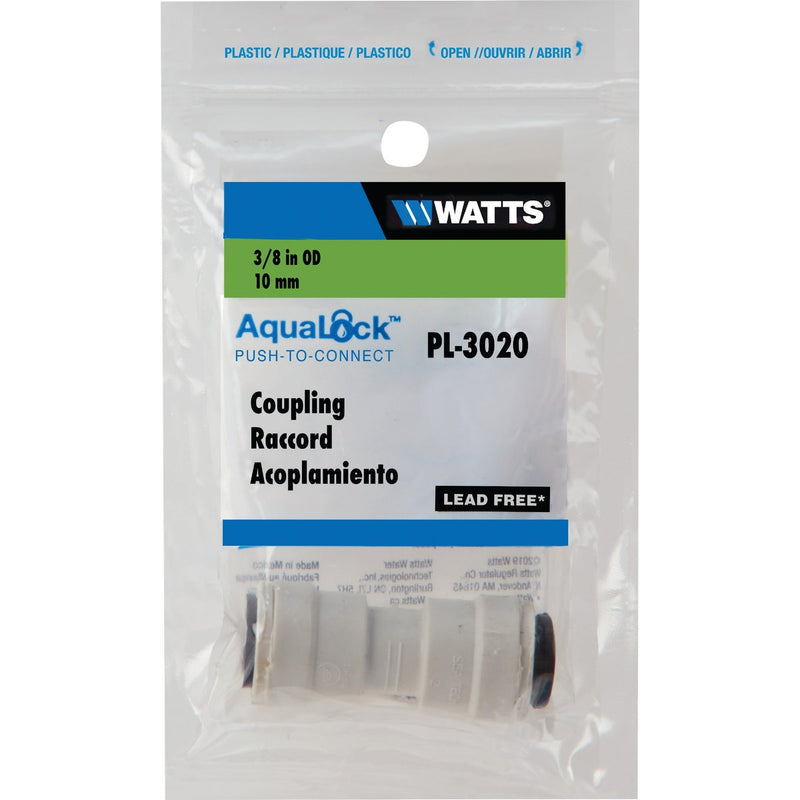 Watts 3/8 In. x 3/8 In. OD Tubing Quick Connect Plastic Coupling