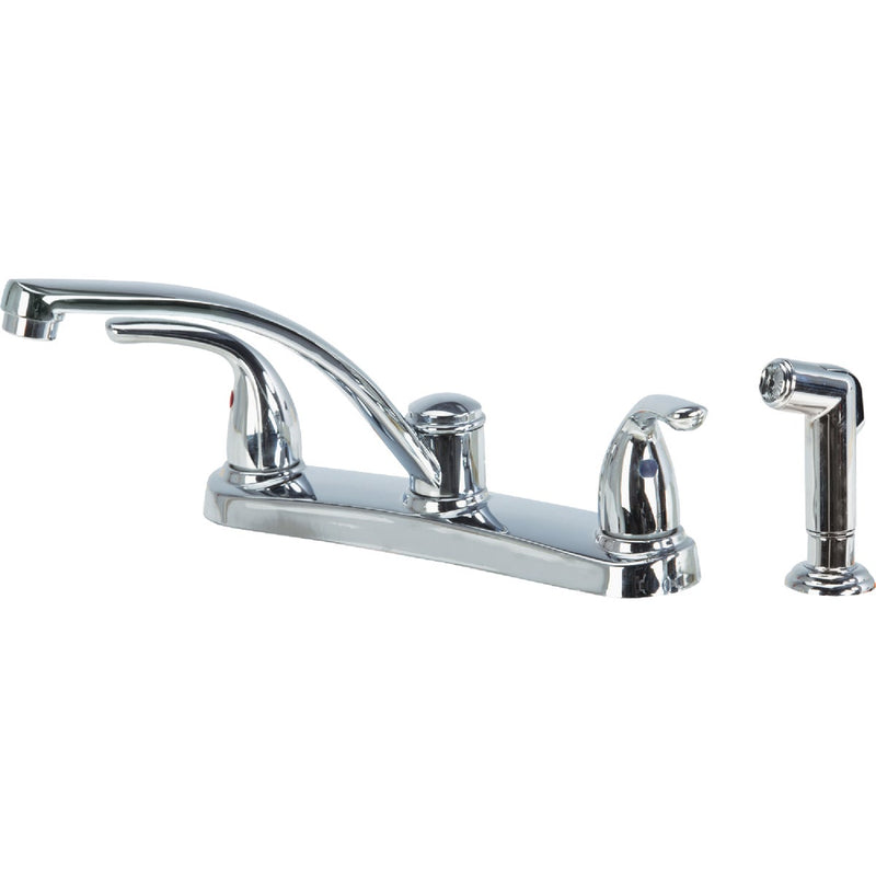 Home Impressions 2-Handle Metal Lever Kitchen Faucet with Side Spray, Chrome