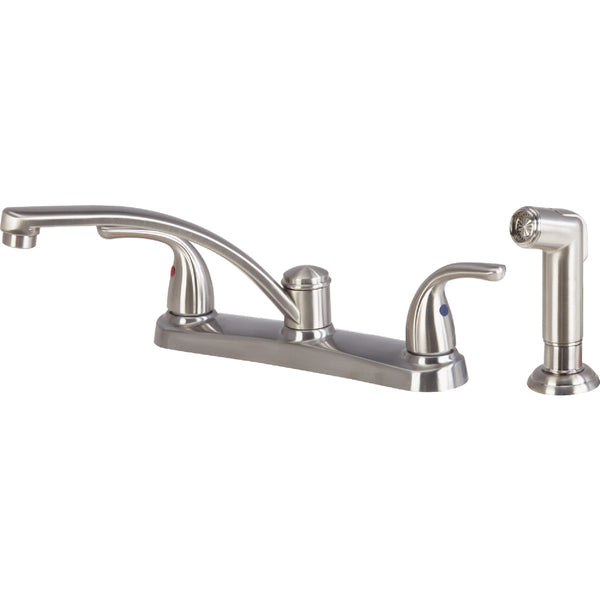 Home Impressions 2-Handle Metal Lever Kitchen Faucet with Side Spray, Brushed Nickel